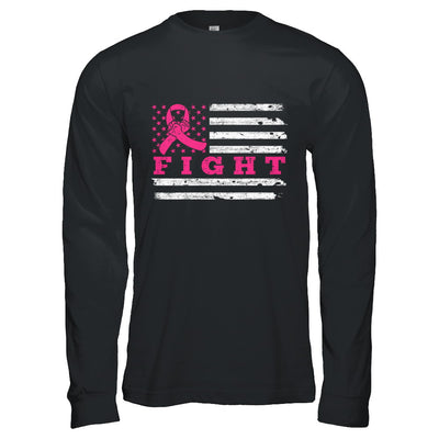 Fight Pink Ribbon US Flag Breast Cancer Awareness T-Shirt & Hoodie | Teecentury.com