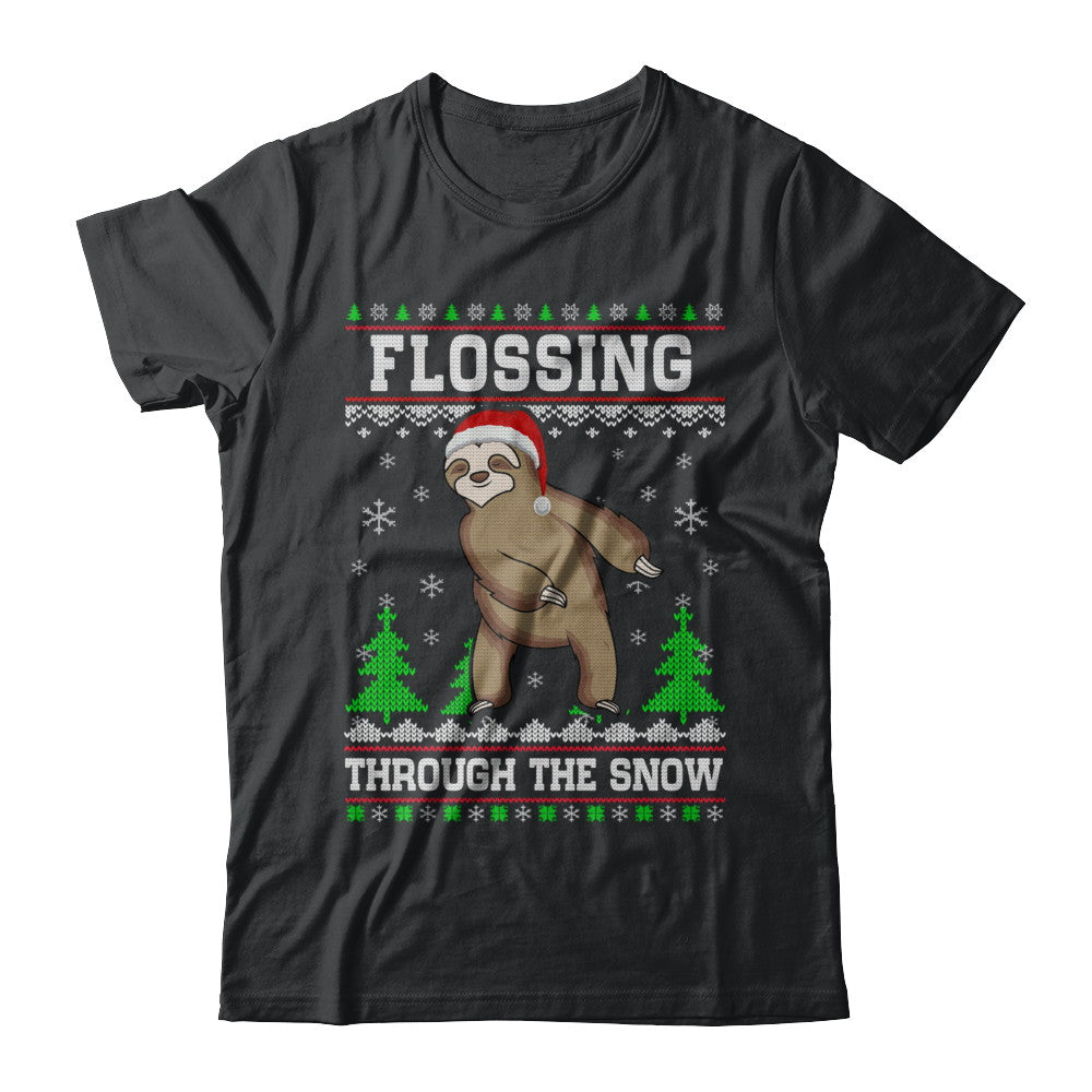 Funny Flossing Sloth Ugly Christmas Sweater Flossin' T-Shirt & Sweatshirt | Teecentury.com