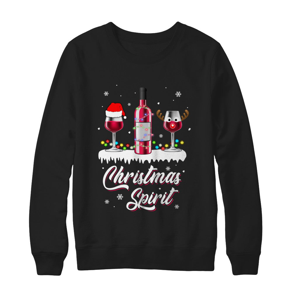 Christmas Spirits Santa Hat Wine Funny Christmas Gifts T-Shirt & Sweatshirt | Teecentury.com