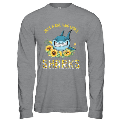 Just A Girl Who Loves Sharks And Sunflowers T-Shirt & Hoodie | Teecentury.com