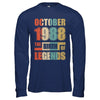 Vintage Retro October 1988 Birth Of Legends 34th Birthday T-Shirt & Hoodie | Teecentury.com