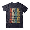 Vintage Retro April 1948 Birth Of Legends 74th Birthday T-Shirt & Hoodie | Teecentury.com