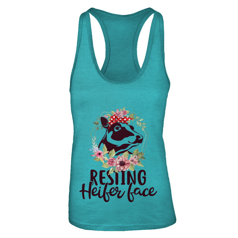 Funny Farmer Women Girl Cow Resting Heifer Face T-Shirt & Tank Top | Teecentury.com
