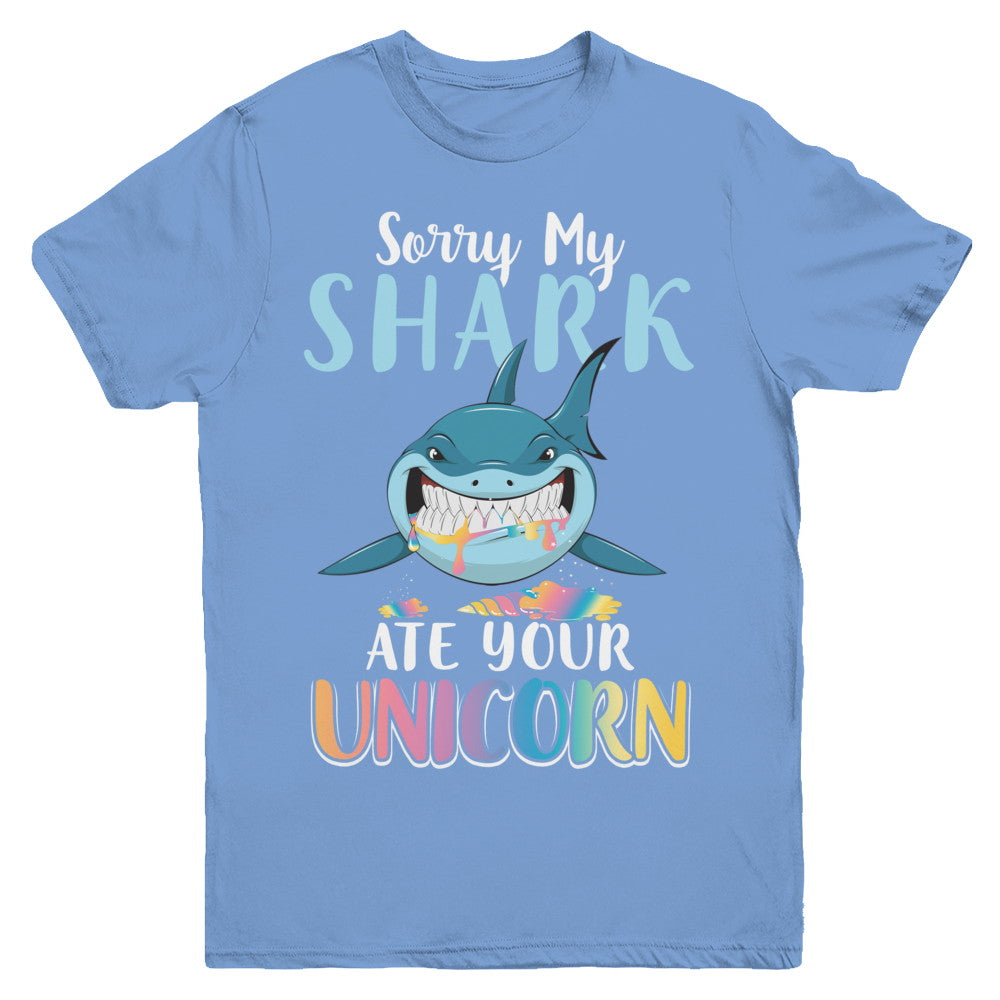 Sorry My Shark Ate Your Unicorn Funny Shark Youth Youth Shirt | Teecentury.com