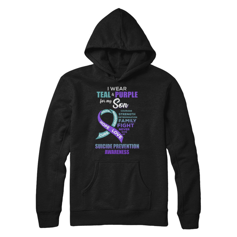Suicide Prevention Awareness I Wear Teal Purple For My Son T-Shirt & Hoodie | Teecentury.com