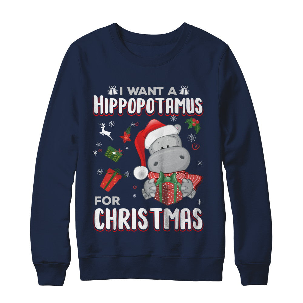 I Want A Hippopotamus For Christmas Hippo T-Shirt & Sweatshirt | Teecentury.com