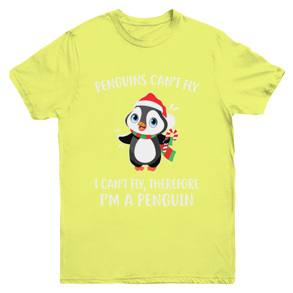 Funny Penguin I Can't Fly Christmas Gift Youth Youth Shirt | Teecentury.com
