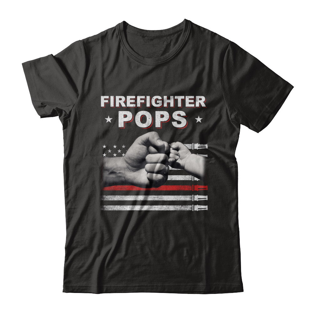 Firefighter Fireman Pops American Flag Fathers Day T-Shirt & Hoodie | Teecentury.com