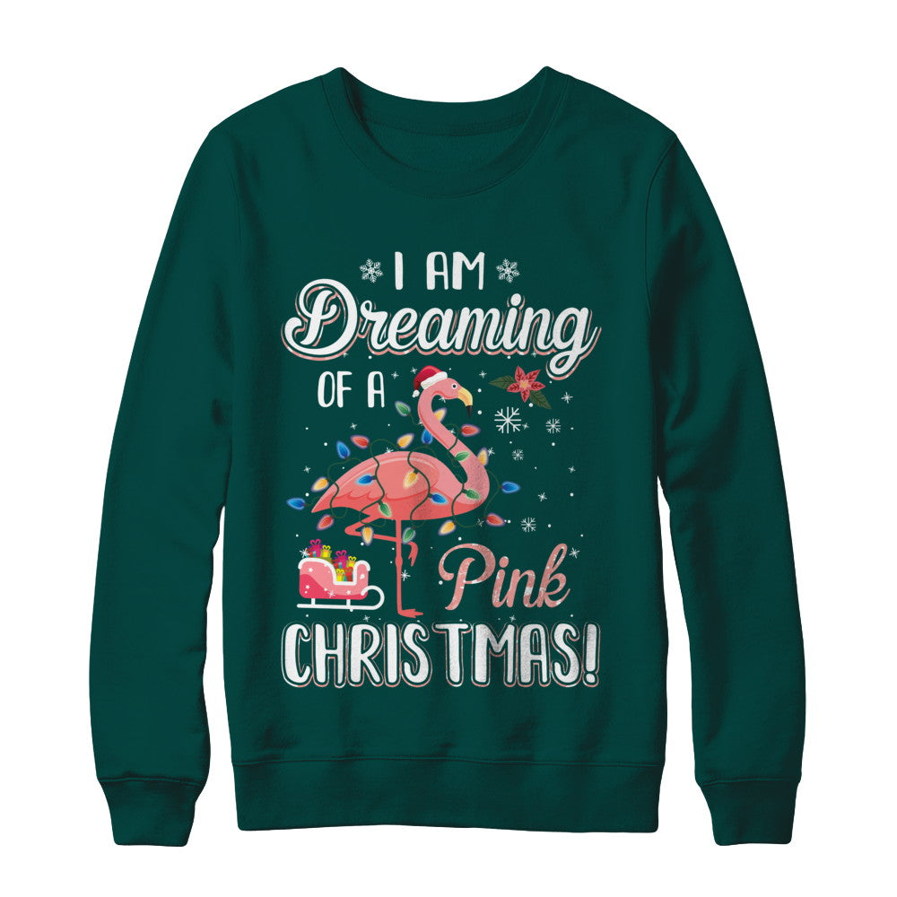 I Am Dreaming Of A Pink Christmas Flamingo Gifts T-Shirt & Sweatshirt | Teecentury.com