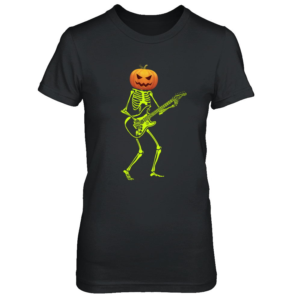 Pumpkin Skeleton Play Guitar Luminous Costume Halloween T-Shirt & Hoodie | Teecentury.com