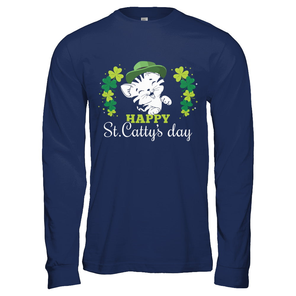 Happy St Catty's Day Saint Patrick's Day Cat T-Shirt & Hoodie | Teecentury.com