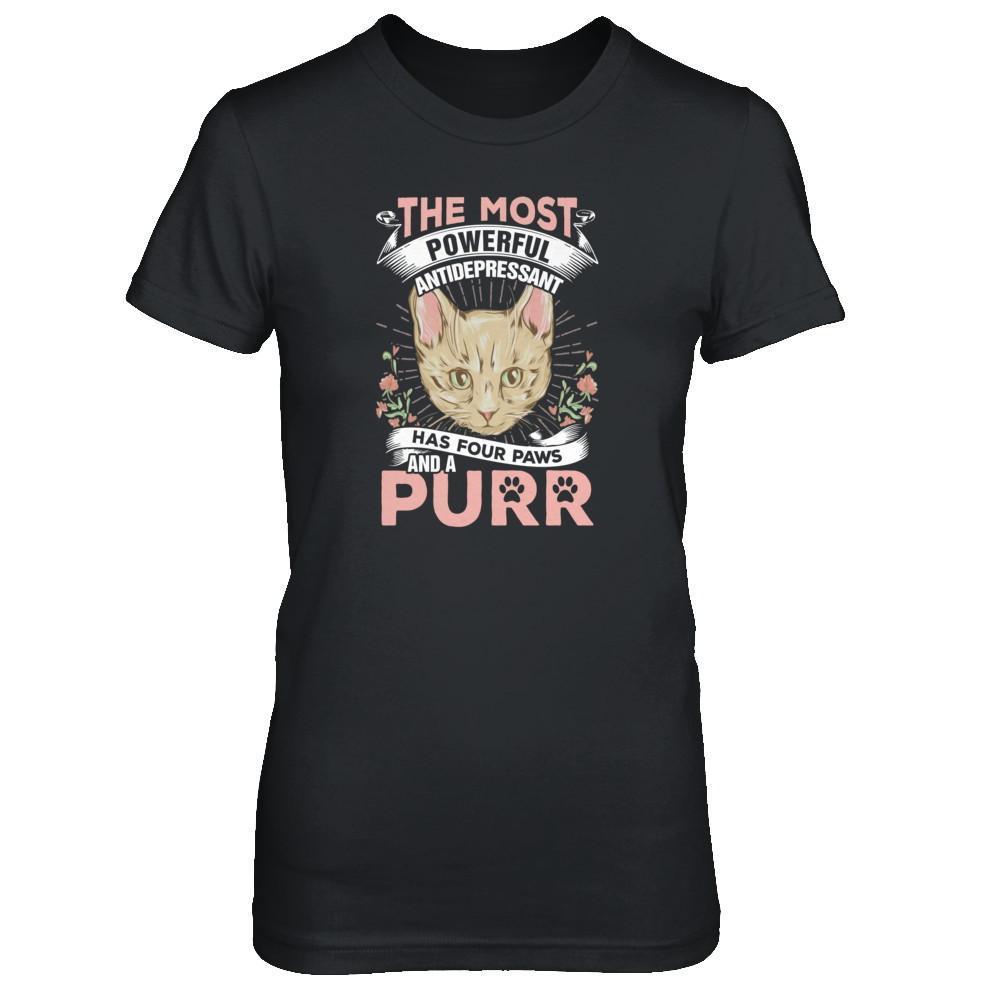 The Most Powerful Antidepressant Has Four Paws And A Purr T-Shirt & Tank Top | Teecentury.com