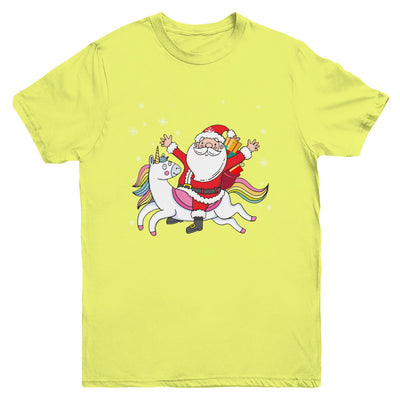 Santa Riding Unicorn Christmas Kids Girls Women Xmas Youth Youth Shirt | Teecentury.com