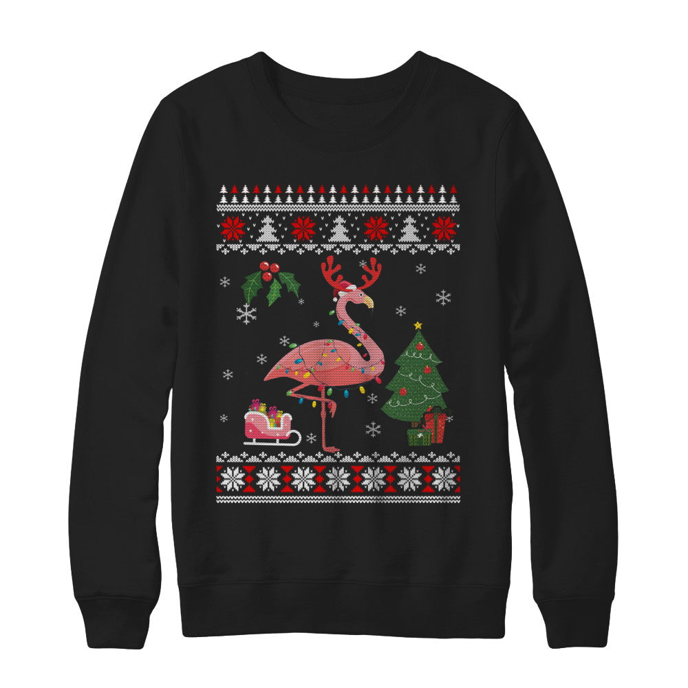 Santa Hat Flamingo Reindeer Ugly Christmas Sweater T-Shirt & Sweatshirt | Teecentury.com