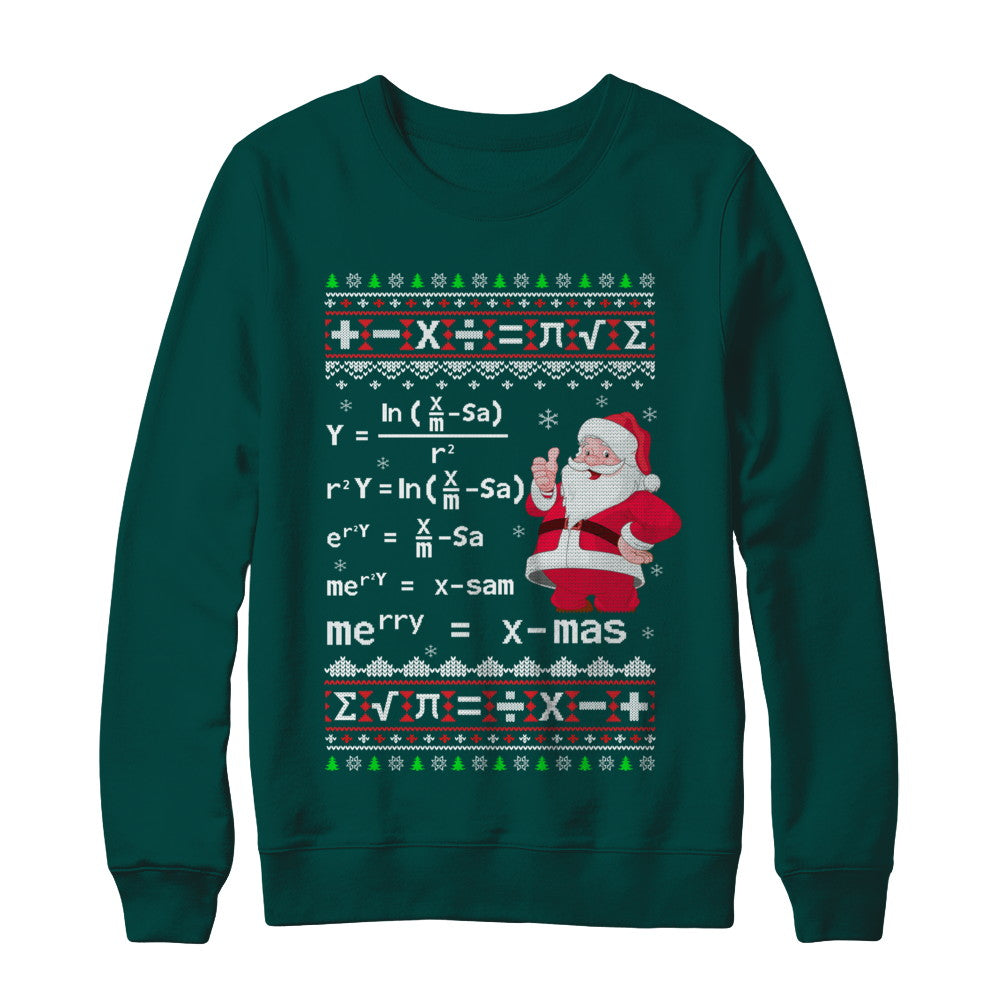 Funny Merry Xmas In Math Ugly Christmas Sweater T-Shirt & Sweatshirt | Teecentury.com