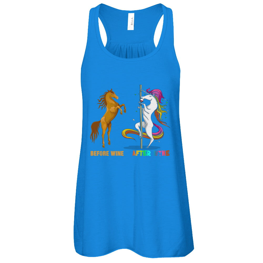 Funny Unicorn Before Wine After Wine T-Shirt Dancing Pole