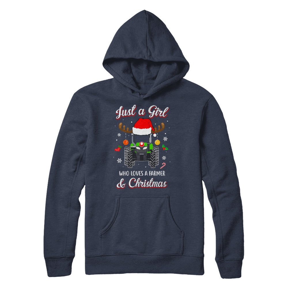 Just A Girl Who Loves A Farmer And Christmas T-Shirt & Sweatshirt | Teecentury.com