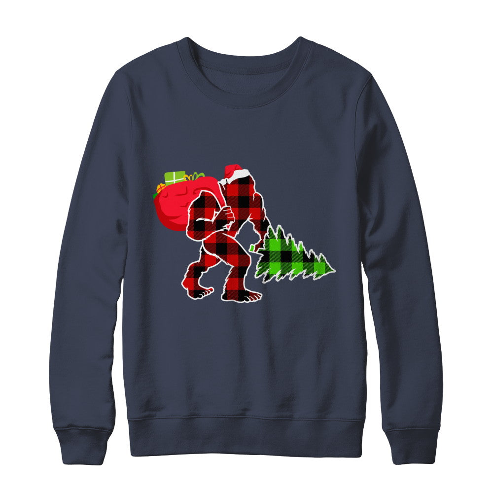Red Plaid Bigfoot Christmas Buffalo Plaid T-Shirt & Sweatshirt | Teecentury.com