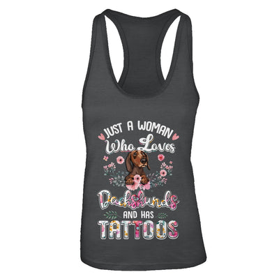 Just A Woman Who Loves Dachshund And Has Tattoos T-Shirt & Tank Top | Teecentury.com