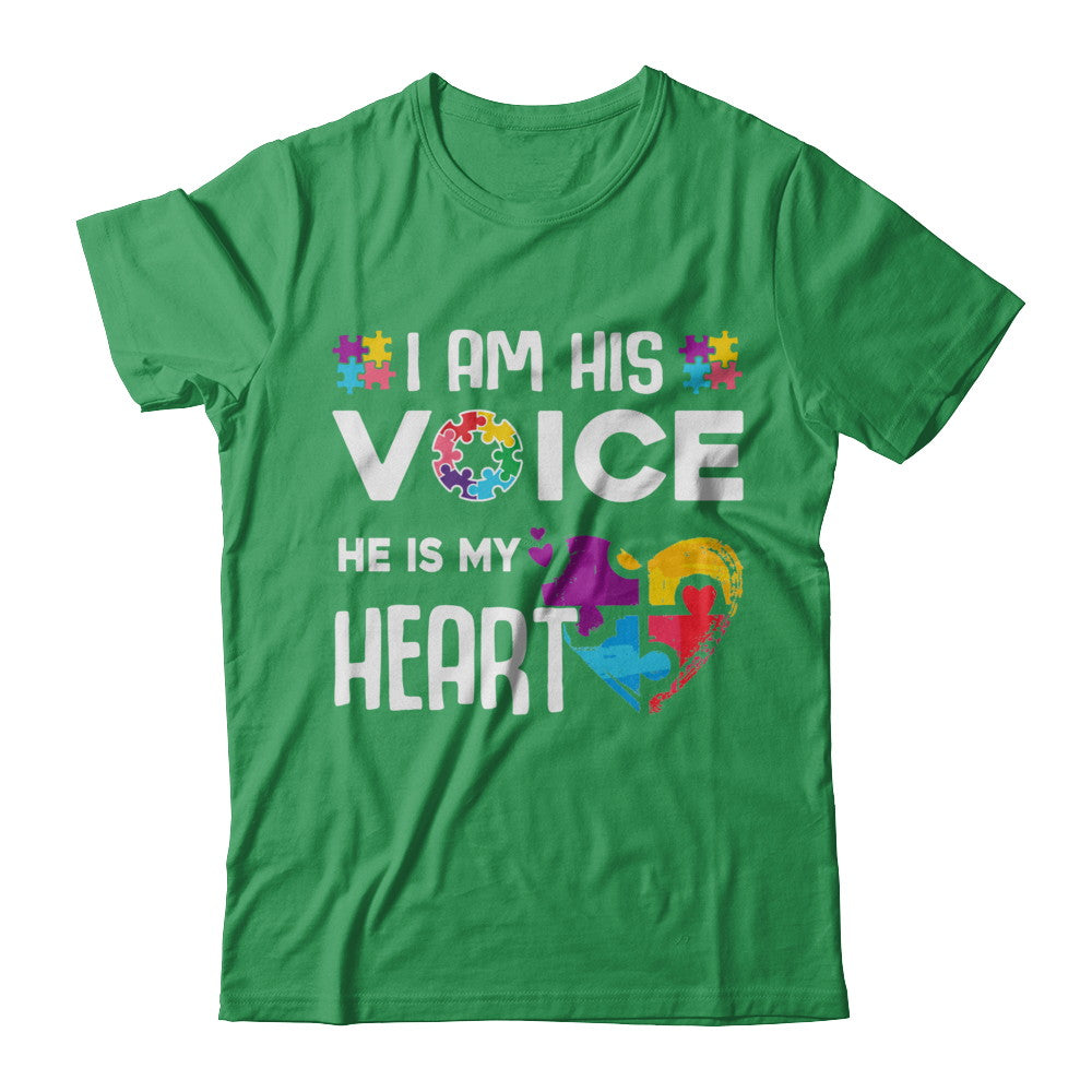 Autism Awareness I Am His Voice He Is My Heart Autism Mom T-Shirt & Hoodie | Teecentury.com