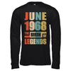 Vintage Retro June 1968 Birth Of Legends 54th Birthday T-Shirt & Hoodie | Teecentury.com