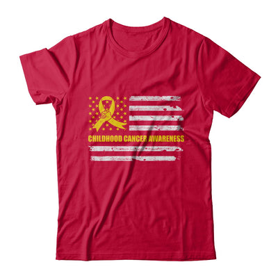 Yellow Ribbon Childhood Cancer Awareness US Flag T-Shirt & Hoodie | Teecentury.com