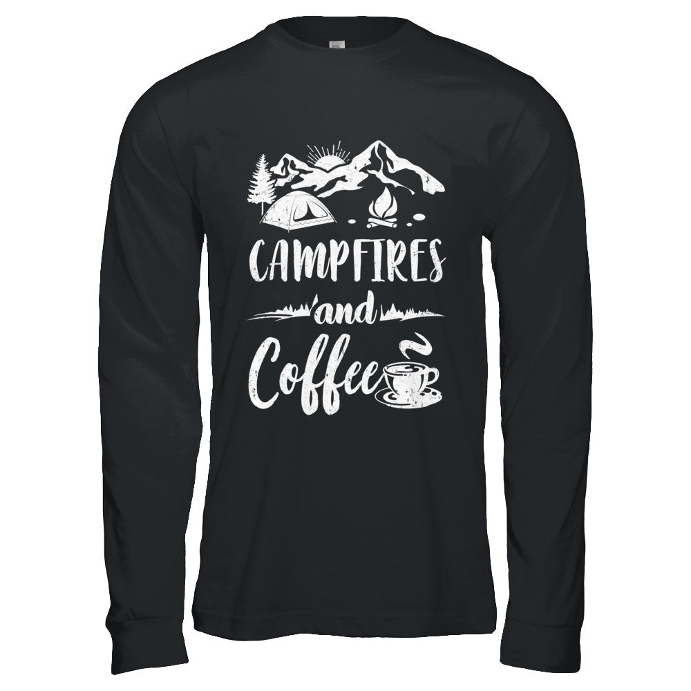 Coffee And Campfires Funny Camping Gifts T-Shirt & Hoodie | Teecentury.com