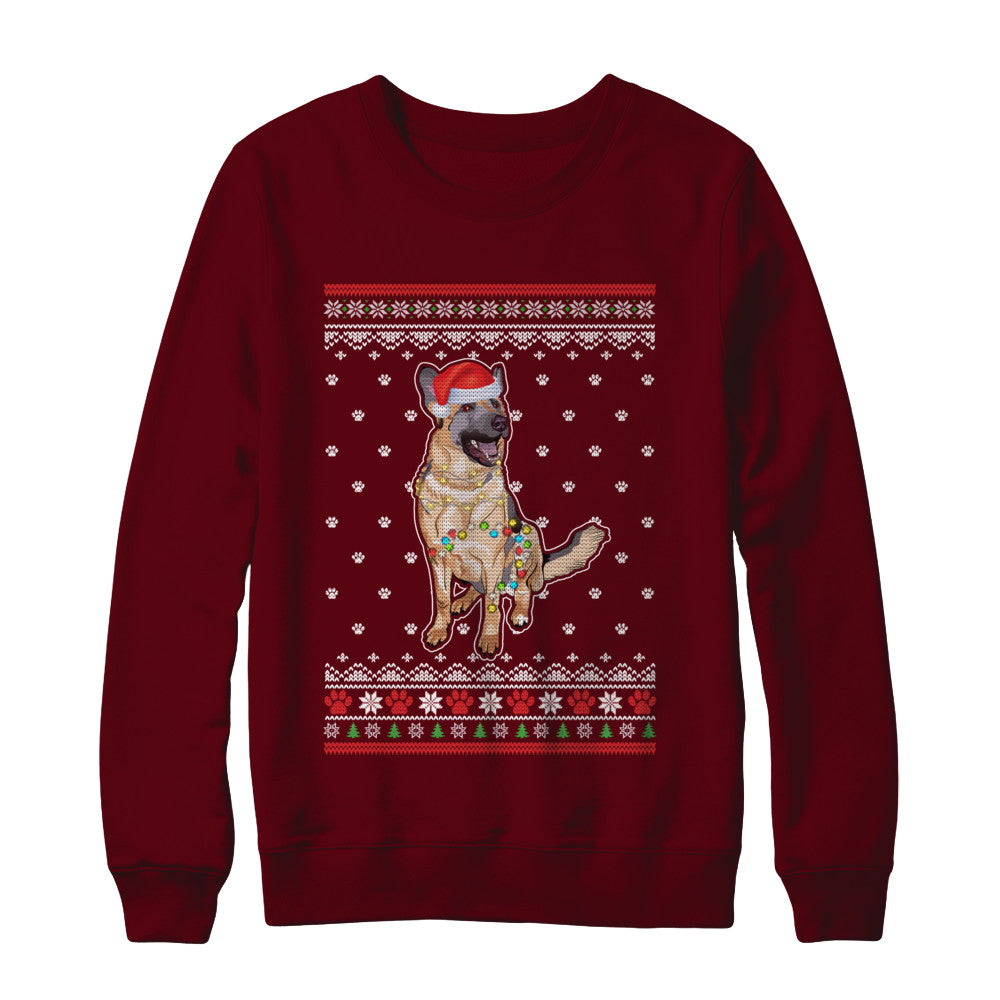 German Shepherd Christmas Ugly Sweater Lights Dog Xmas Gift T-Shirt & Sweatshirt | Teecentury.com