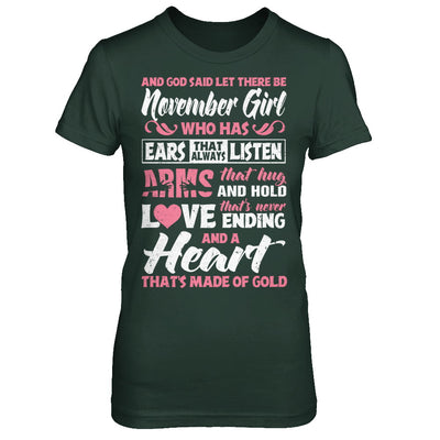 And God Said Let There Be November Girl Ears Arms Love Heart T-Shirt & Hoodie | Teecentury.com