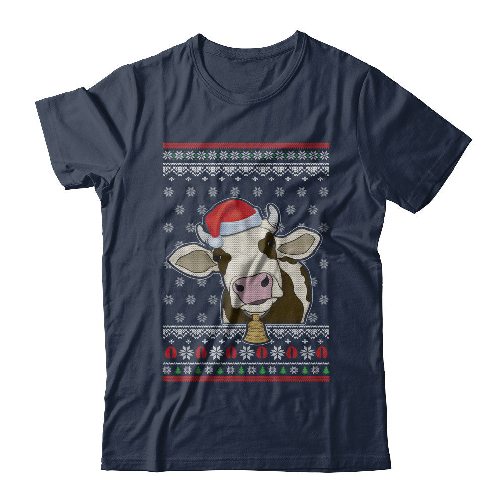 Pajamas Cow With Santa Hat Ugly Christmas Sweater T-Shirt & Sweatshirt | Teecentury.com
