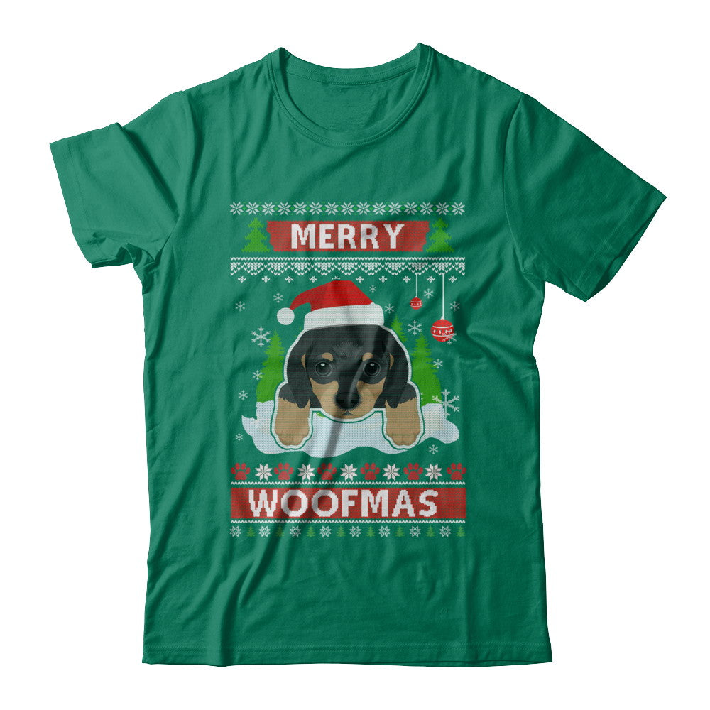 Dachshund Merry Woofmas Ugly Christmas Sweater T-Shirt & Sweatshirt | Teecentury.com