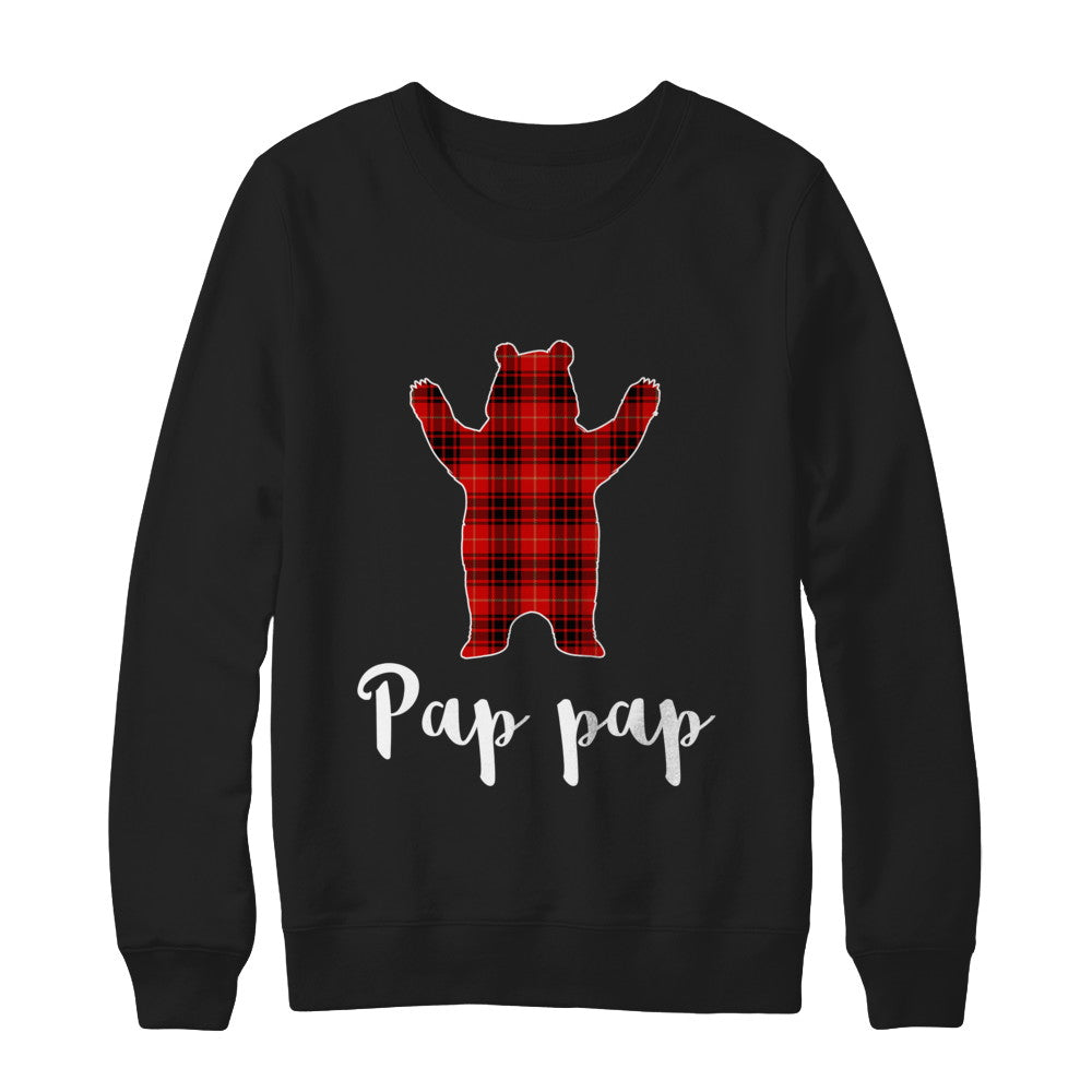 Red Pap Pap Bear Buffalo Plaid Family Christmas Pajamas T-Shirt & Sweatshirt | Teecentury.com