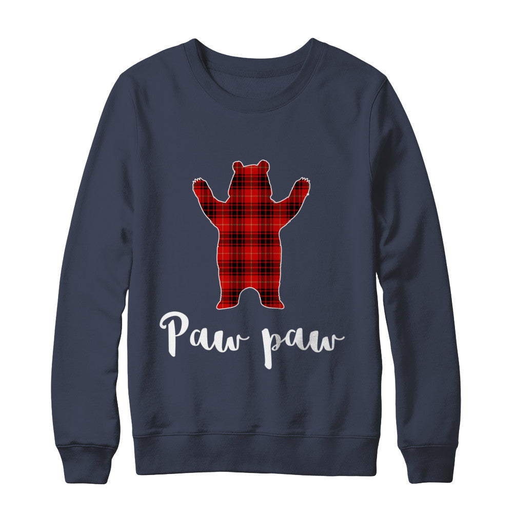 Red Paw Paw Bear Buffalo Plaid Family Christmas Pajamas T-Shirt & Sweatshirt | Teecentury.com