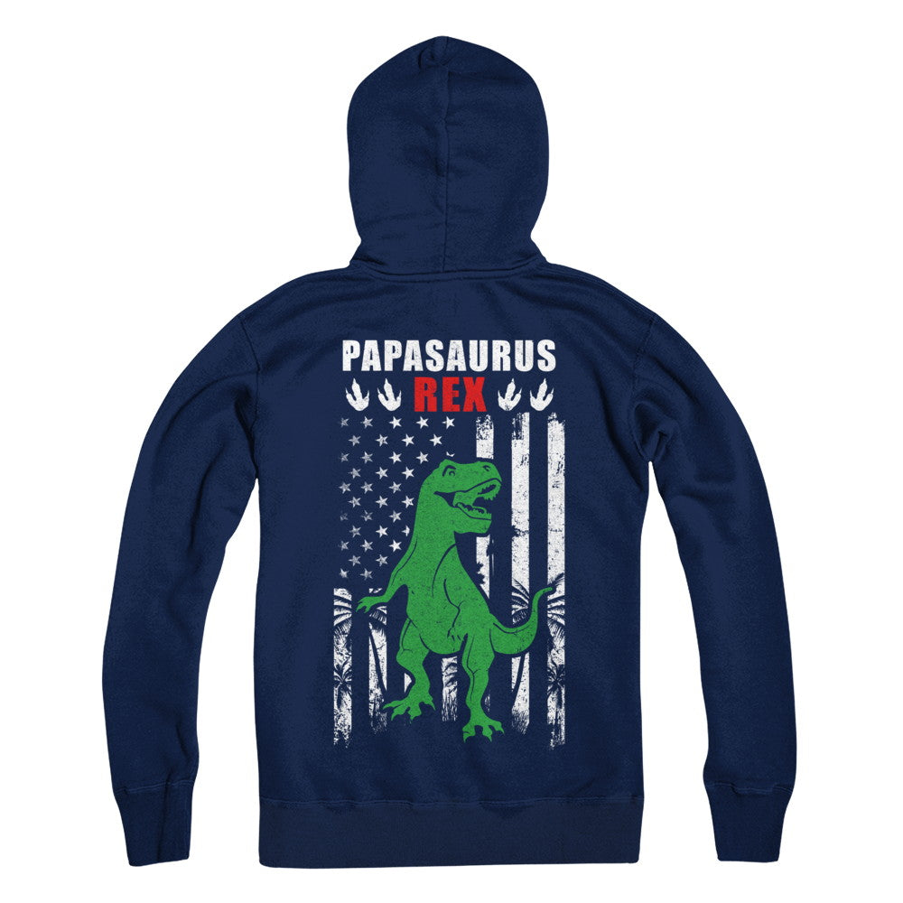 PapaSaurus Papa Dinosaur Rex American Flag Fathers Day T-Shirt & Hoodie | Teecentury.com