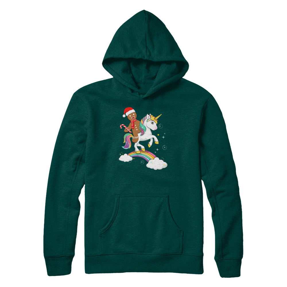 Gingerbread Man Riding A Unicorn Christmas Xmas Gift T-Shirt & Sweatshirt | Teecentury.com