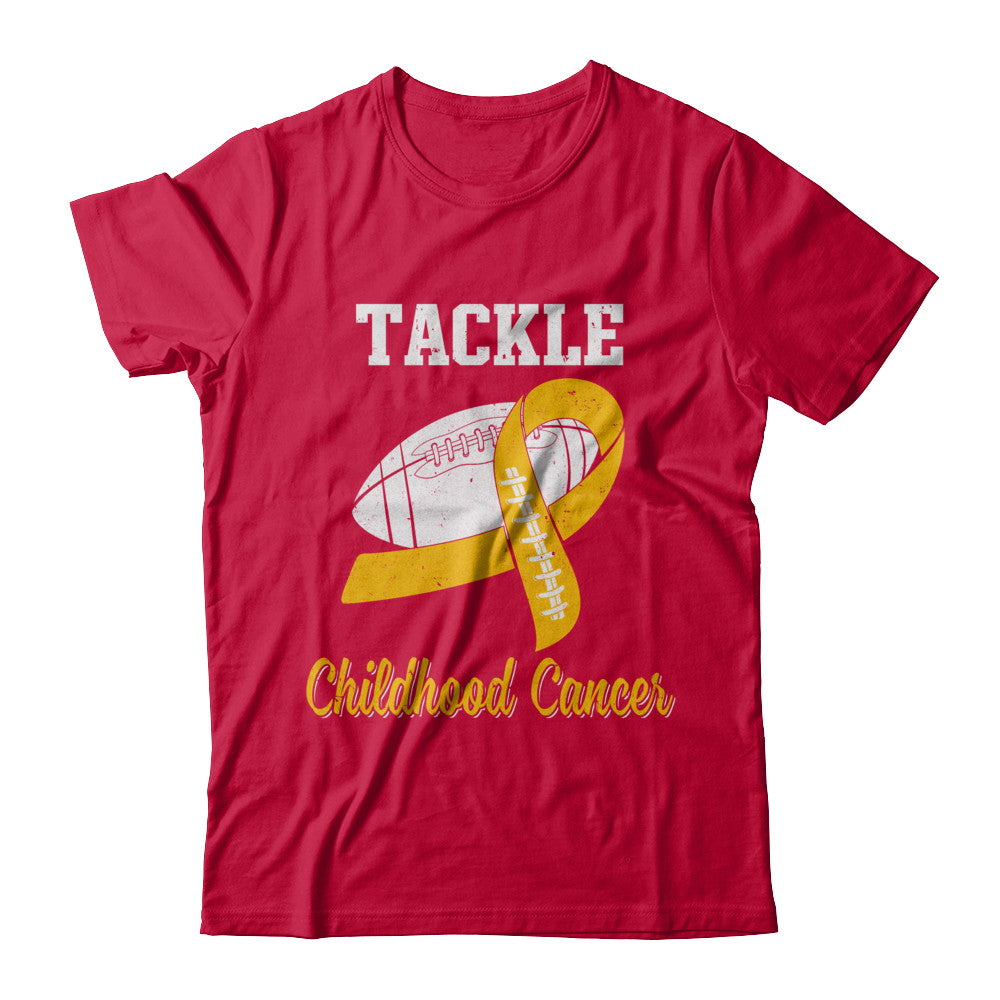 Football Survivor Tackle Yellow Childhood Cancer Awareness T-Shirt & Hoodie | Teecentury.com