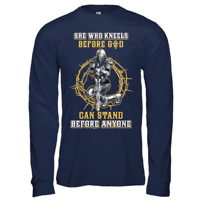 Knight American She Who Kneels Before God Can Stand Before Anyone T-Shirt & Hoodie | Teecentury.com