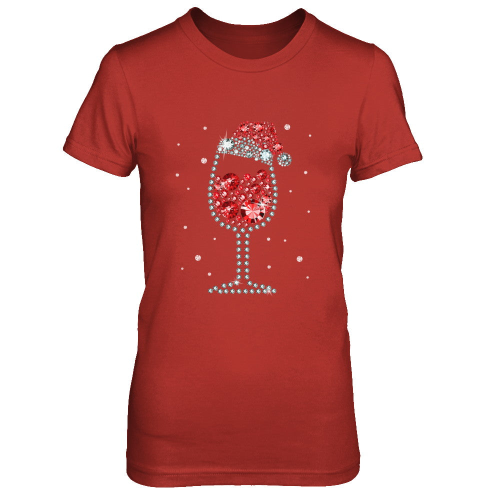 Diamond Wine Glasses Santa Hat Christmas T-Shirt & Sweatshirt | Teecentury.com