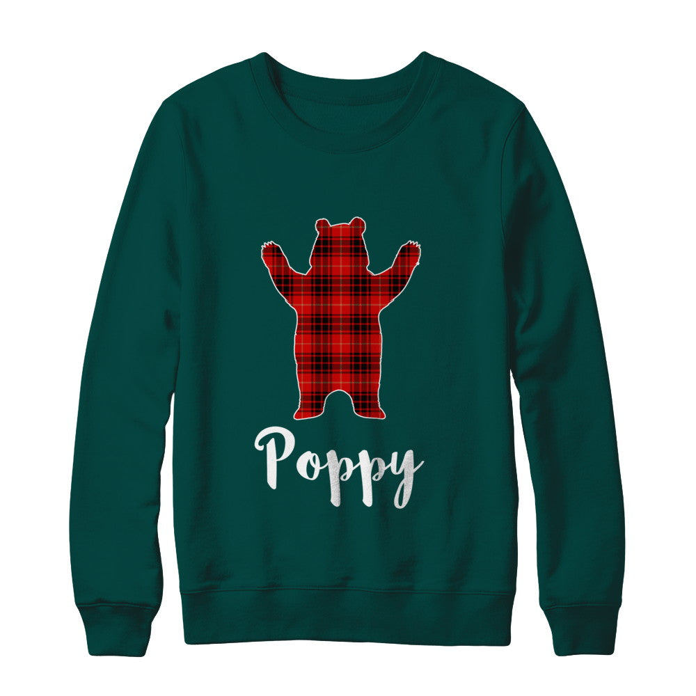 Red Poppy Bear Buffalo Plaid Family Christmas Pajamas T-Shirt & Sweatshirt | Teecentury.com