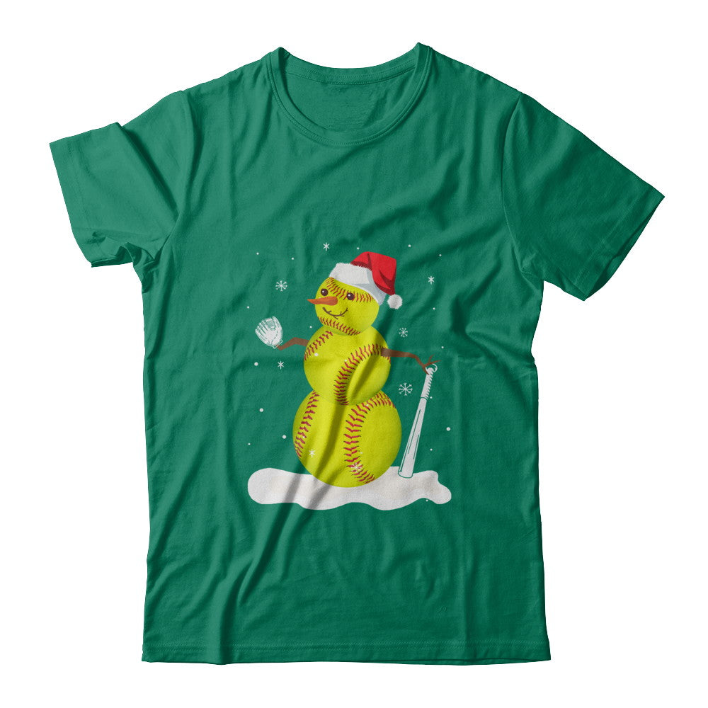 Christmas Softball Snowman Christmas T-Shirt & Sweatshirt | Teecentury.com