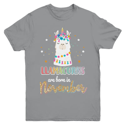Llama Unicorn Llamacorns Born In November Birthday Gift Youth Youth Shirt | Teecentury.com