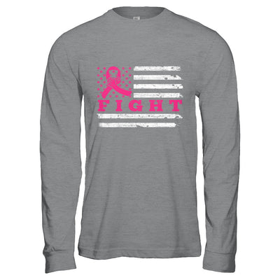 Fight Pink Ribbon US Flag Breast Cancer Awareness T-Shirt & Hoodie | Teecentury.com