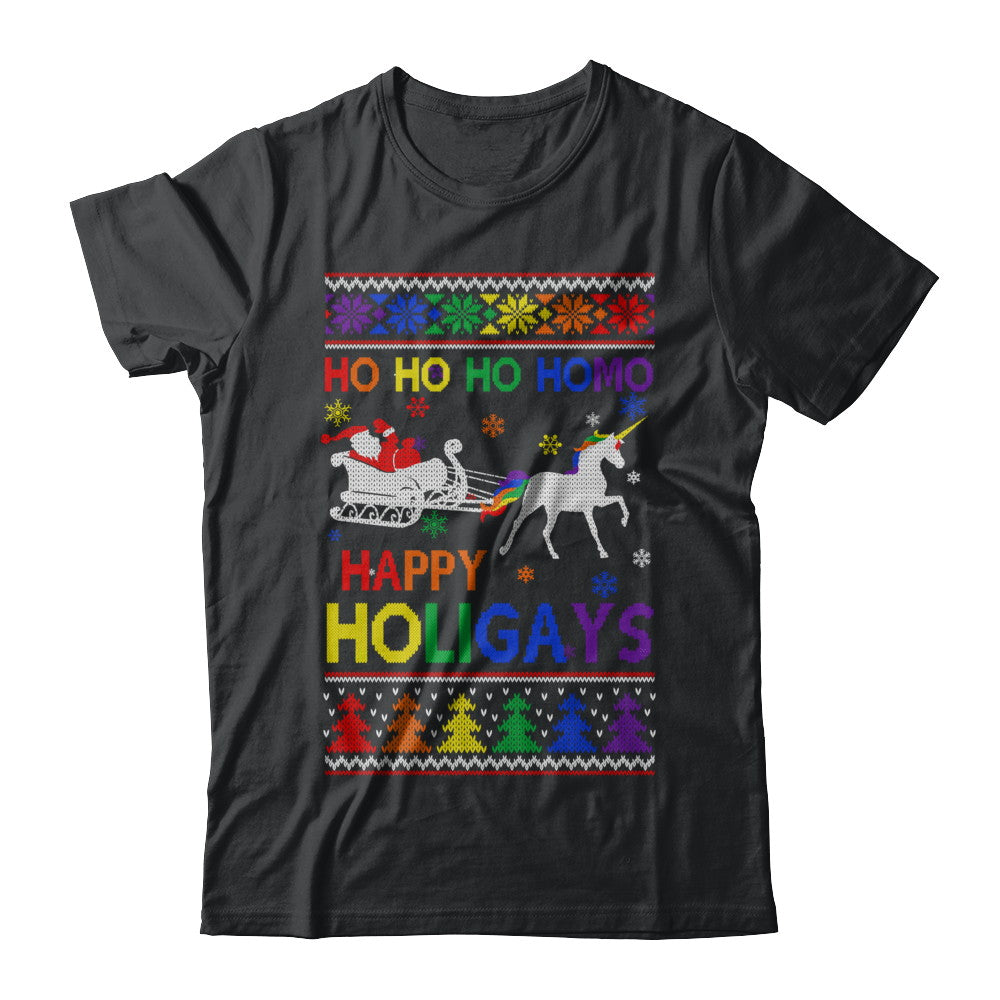 Ho Ho Ho Santa Riding Unicorrn Happy Holigays LGBT T-Shirt & Sweatshirt | Teecentury.com