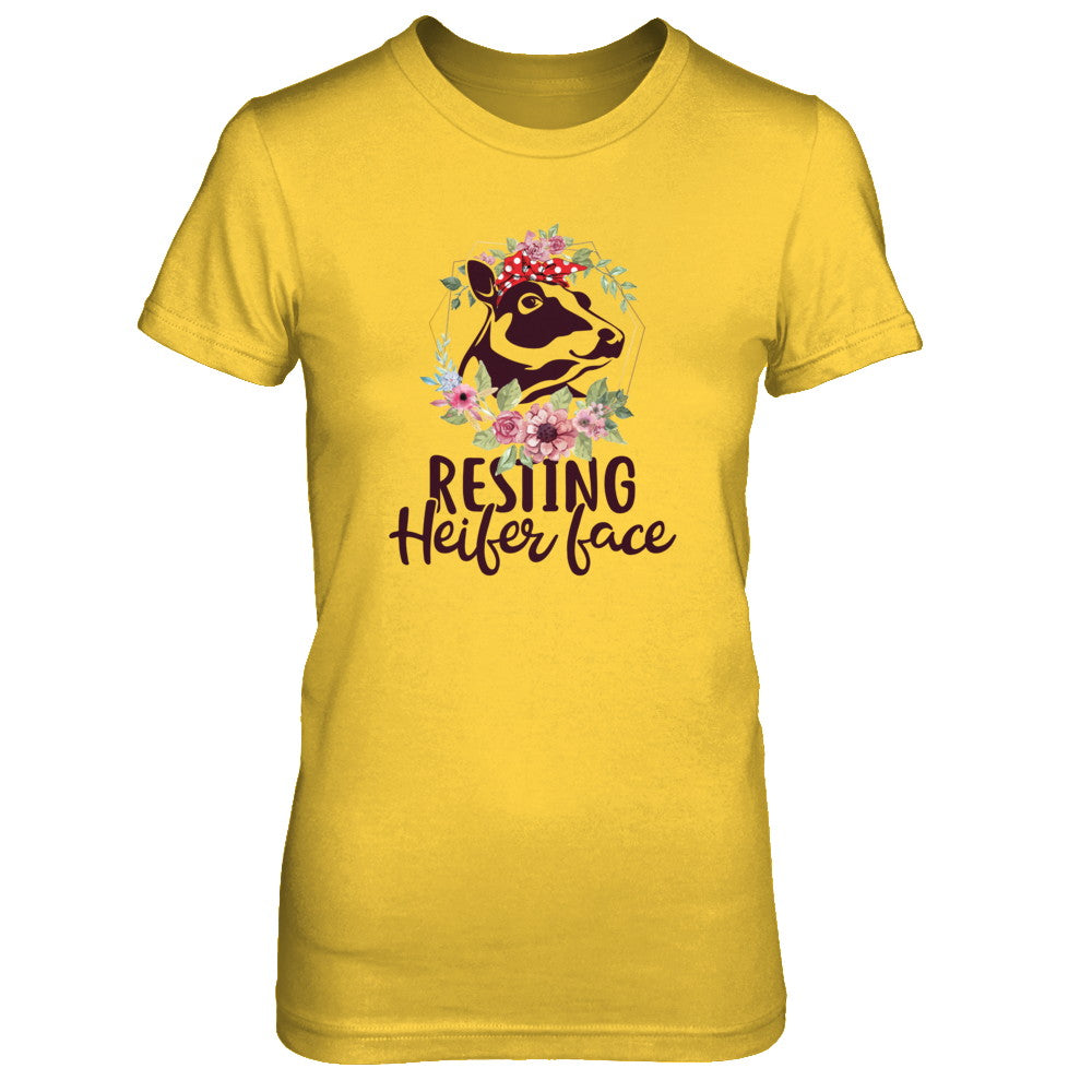 Funny Farmer Women Girl Cow Resting Heifer Face T-Shirt & Tank Top | Teecentury.com