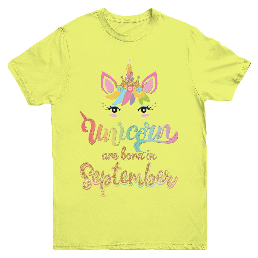 Cute Unicorns Are Born In September Birthday Gift Youth Youth Shirt | Teecentury.com