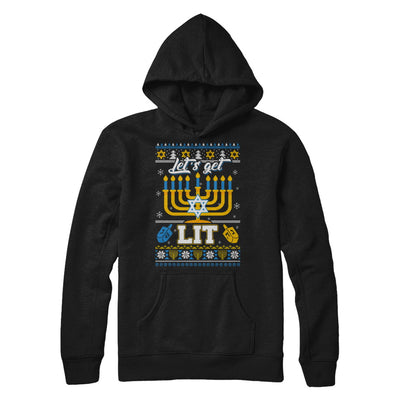 Funny Happy Hanukkah Chanukah Let's Get Lit Ugly Sweater T-Shirt & Sweatshirt | Teecentury.com