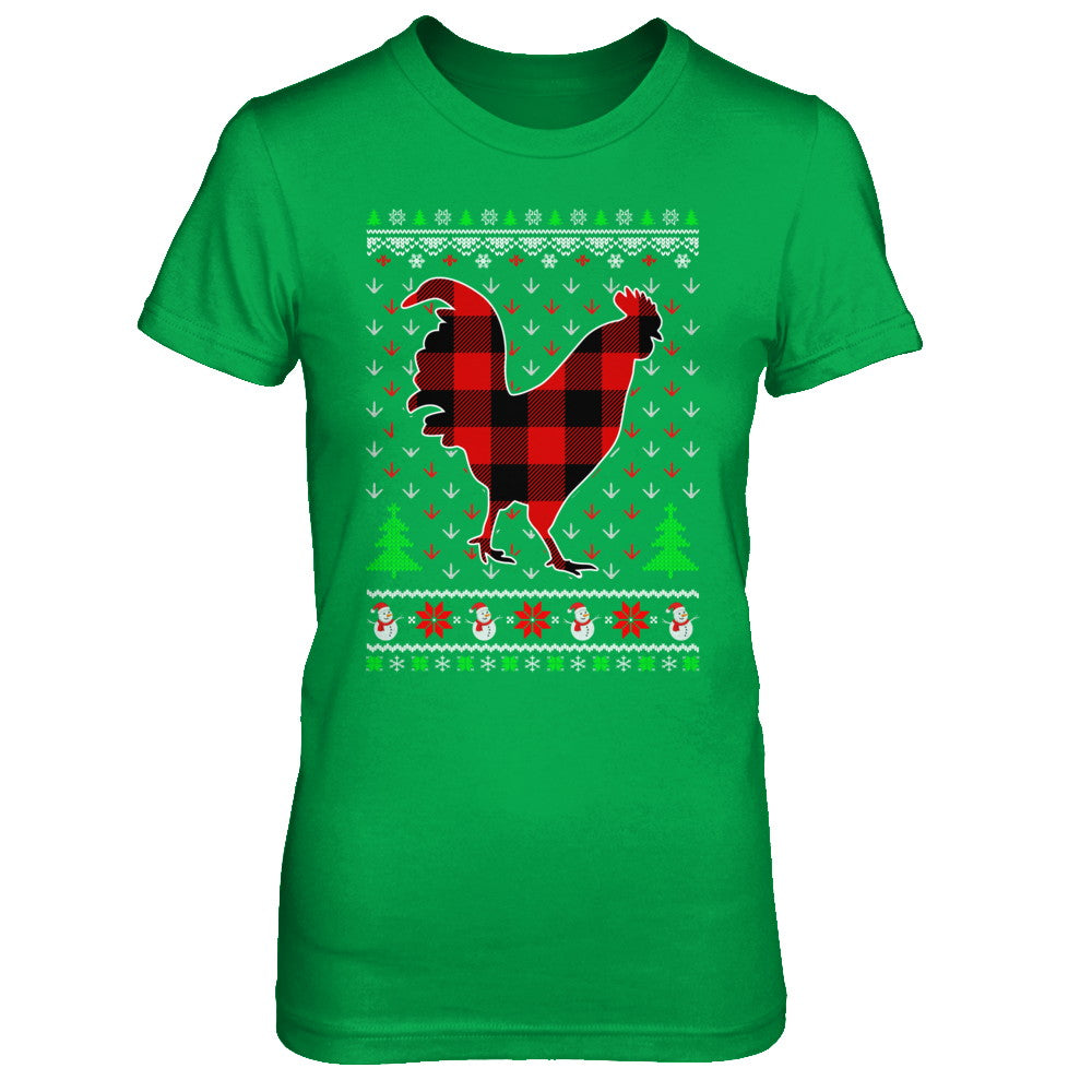Funny Holiday Chicken Buffalo Plaid Ugly Christmas Sweater T-Shirt & Sweatshirt | Teecentury.com