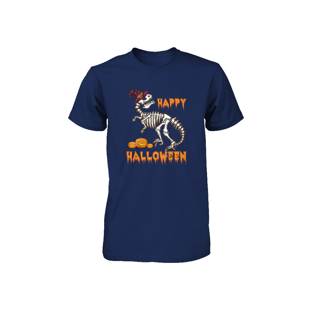 Funny Happy Halloween T-Rex Skeleton Dinosaur Youth Youth Shirt | Teecentury.com