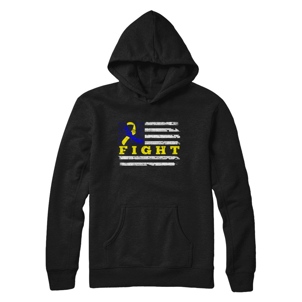 Fight Blue Yellow Ribbon US Flag Down Syndrome Awareness T-Shirt & Hoodie | Teecentury.com