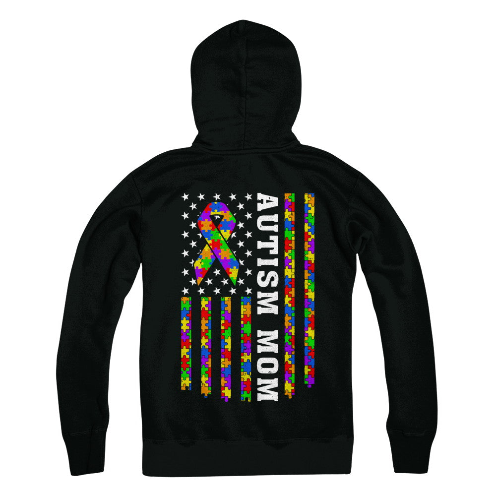 Proud Autism Mom Us Flag Autistic Mommy Mothers Day T-Shirt & Hoodie | Teecentury.com